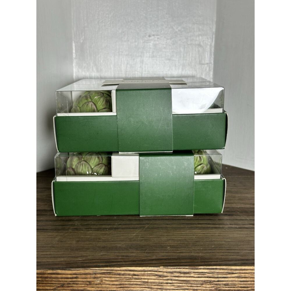 NEW Williams Sonoma Artichoke Hand Painted 2 Sets Of 4 Place Card Holders - Picture 5 of 5